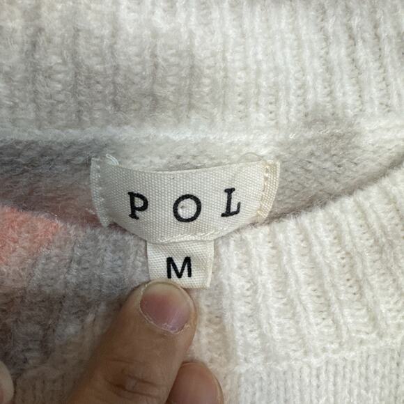 Pol Autumn Dreams Tie Dye Sweater Ivory Green Peach Tan Size M - Picture 2 of 10